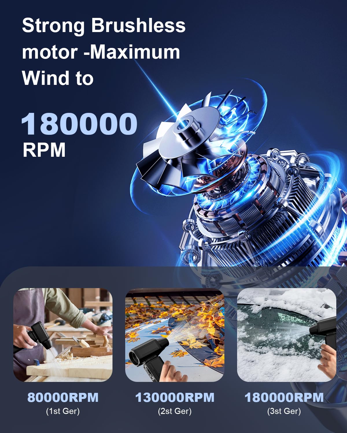 Plumero eléctrico de aire comprimido, ventilador de aire de alta velocidad de 33.0000 rpm, mini jet inalámbrico recargable para computadora, coche, teclado y limpieza de polvo para exteriores en casa