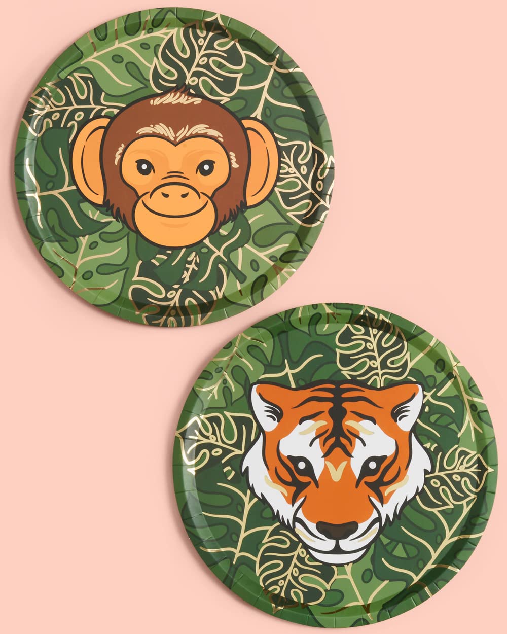 Platos de Papel xo, Fetti Jungle Dorado Safari 9 Pulgadas Paquete de 24