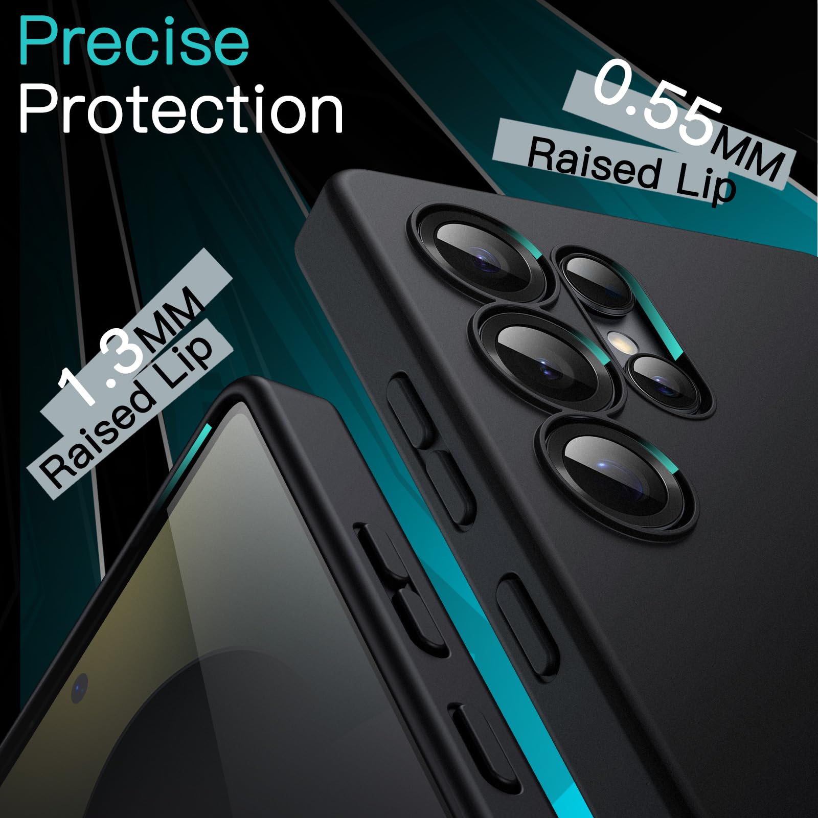 JETech Slim Ajuste Funda para Samsung Galaxy S25 Ultra 5G, Protección Completa Lente Cámara, Carcasa Protectora TPU Suave Delgada con Acabado Mate, Antigolpes (Negro Titanio)