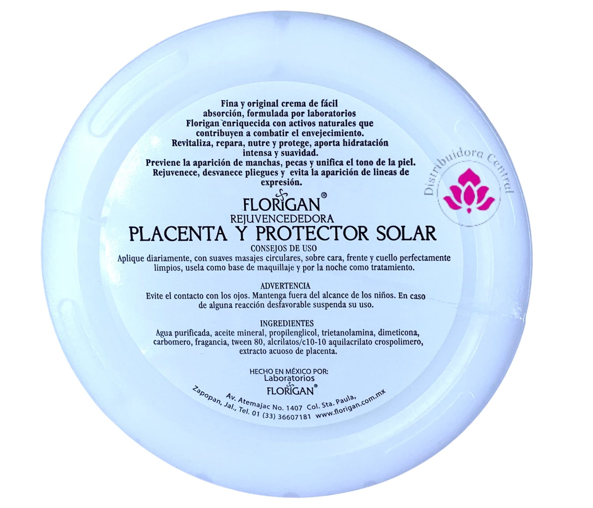 Crema Rejuvenecedora Placenta y Protector Solar Florigan® 350grs.