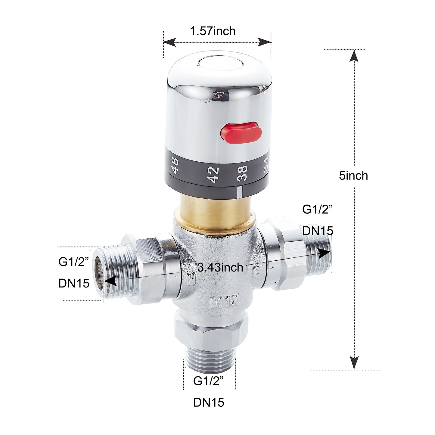 Válvula Mezcladora Termostática con Rosca G1/2 para Control de Temperatura de Ducha
