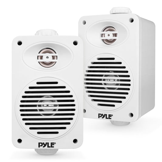 Pyle Par Altavoces Bluetooth de 200W para Interior y Exterior, Bocinas de 2 Vías Impermeables de 3.5” con Tweeter de Alto Cumplimiento de 1/2” Ideal Casa, Barco, Marino, Deck, Patio y Piscinas, Blanco