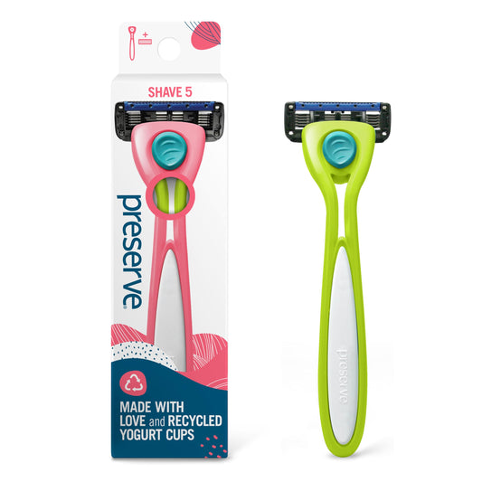 Rastrillo Recargable Preserve Shave 5 Verde Lima con Cinco Cuchillas de Materiales Reciclados