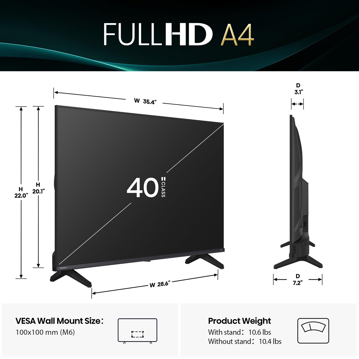 Hisense Smart Fire TV de 40 Pulgadas Clase A4 Serie FHD 1080p (40A4NF, Modelo 2025) - DTS Virtual: X, diseño de Bisel Delgado, Alexa Incorporado