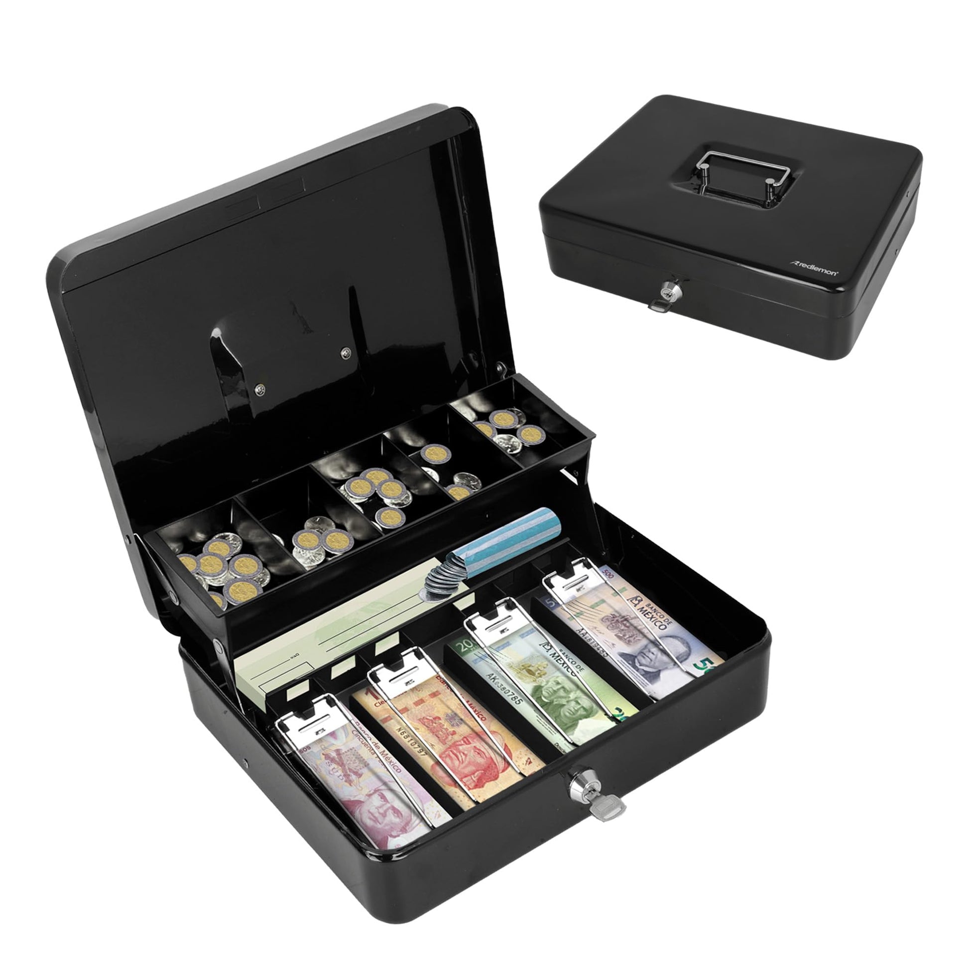 Caja de Seguridad Redlemon Metálica con Cerradura y 2 Llaves para Dinero y Joyas