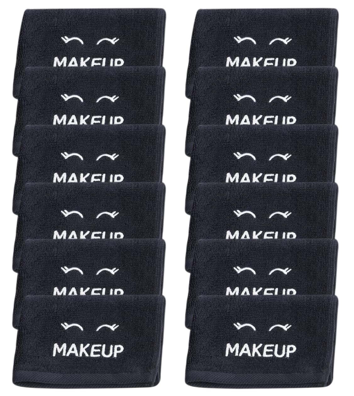 Toallitas de maquillaje negras clásicas blancas para limpieza facial, paquete de 12 toallas de maquillaje negras de algodón súper suaves y de lujo, altamente absorbentes y de secado rápido, todos los