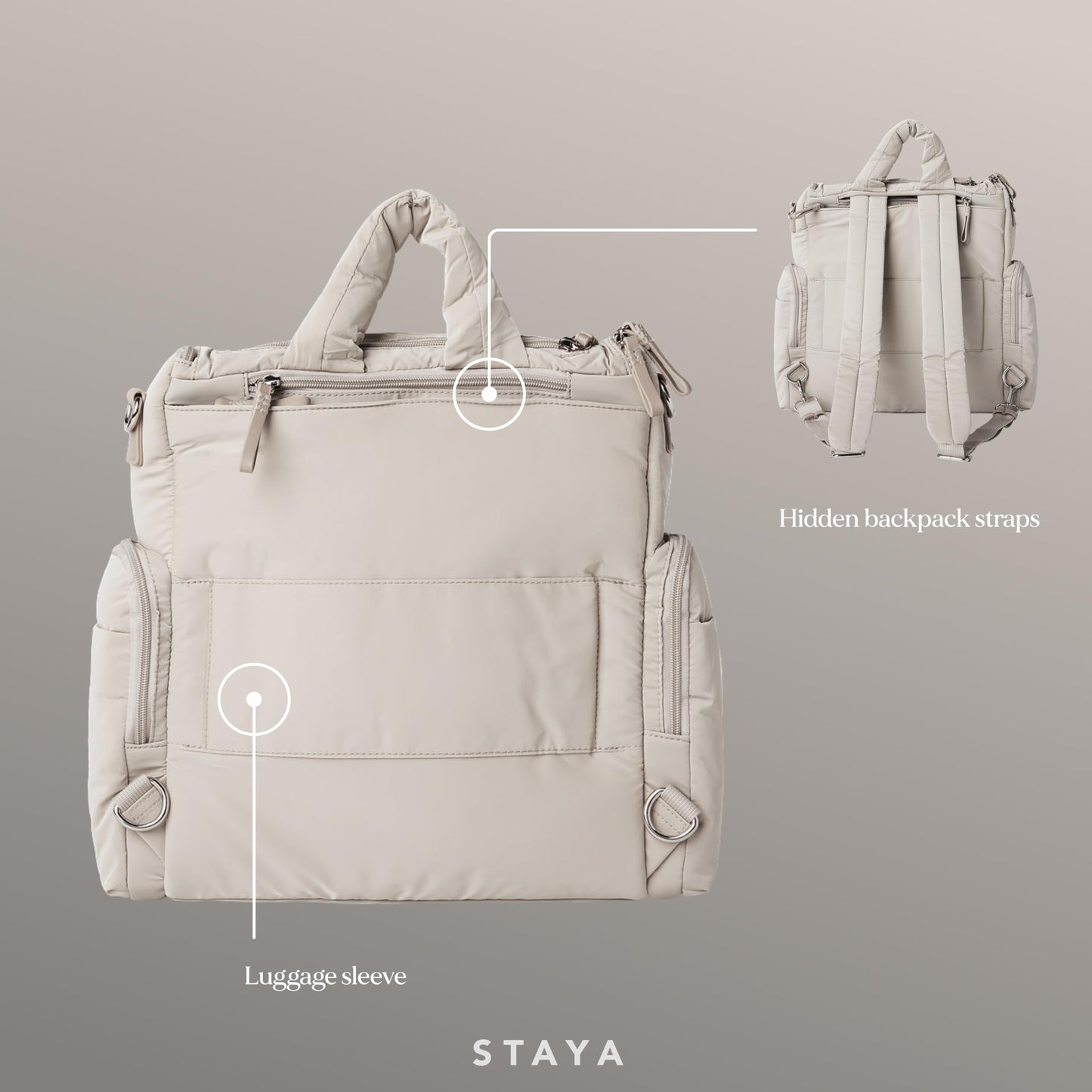 Staya - Mochila grande de pañales para bebé para niños y niñas, Gris, Large, Classic