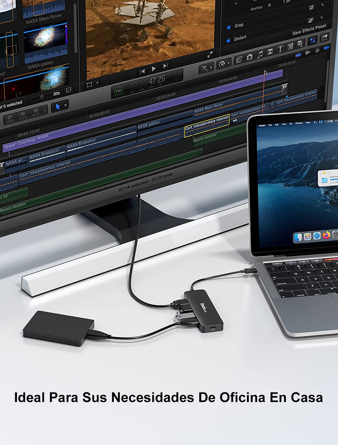 dockteck Hub USB C 4K 60Hz, Adaptador multipuerto USB C 5 en 1 con HDMI 4K, Suministro de energía de 100 W, 3 Puertos de Datos USB 3.0 para MacBook Pro/Air M1 2020, iPad Pro 2021, Surface Pro
