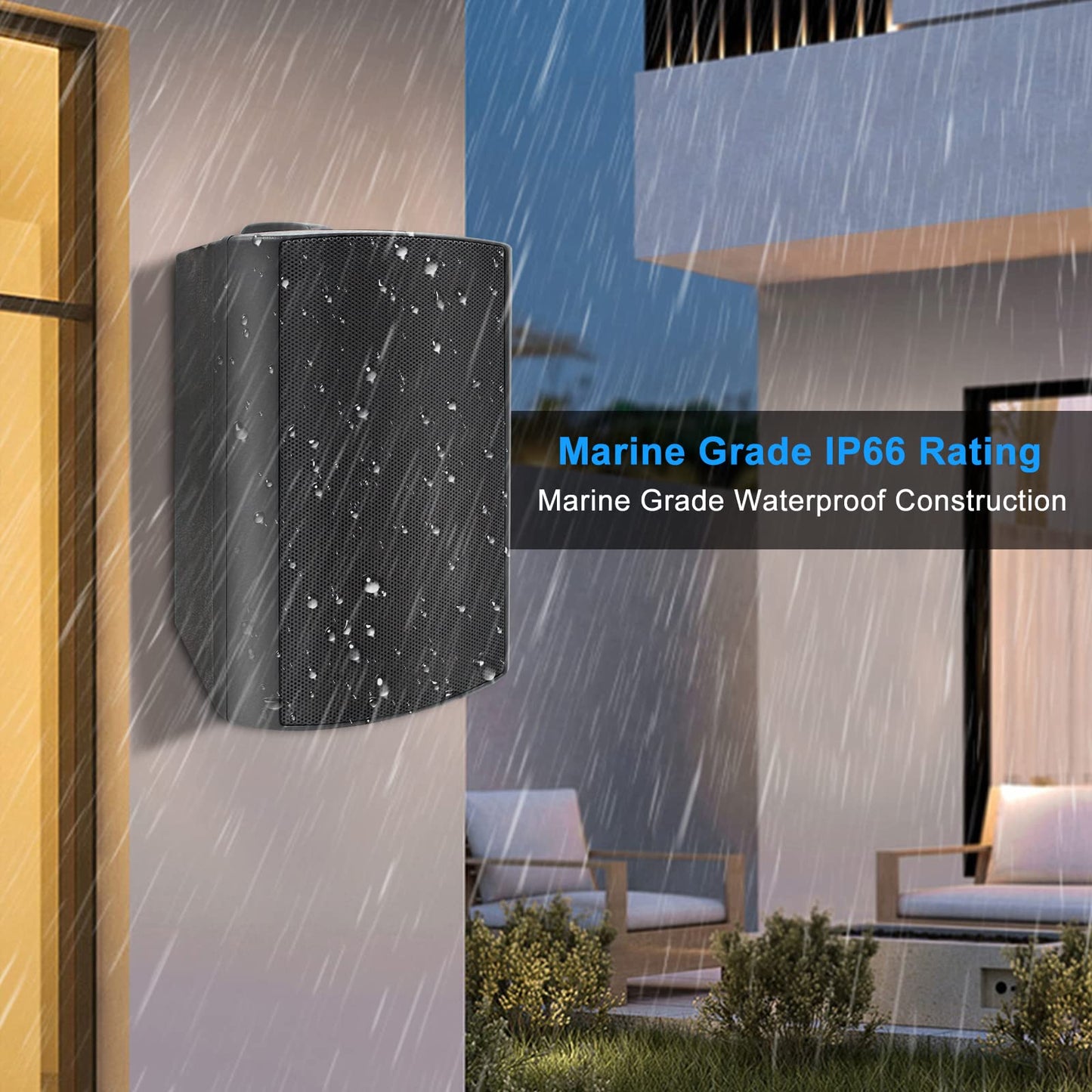 Herdio Bocinas para Exterior,6.5 Pulgadas 800W Altavoces para Exteriores, Resistente al Agua, Adecuado para el hogar, Patio, Terraza,Patio Trasero(4 Altavoces,Negros)