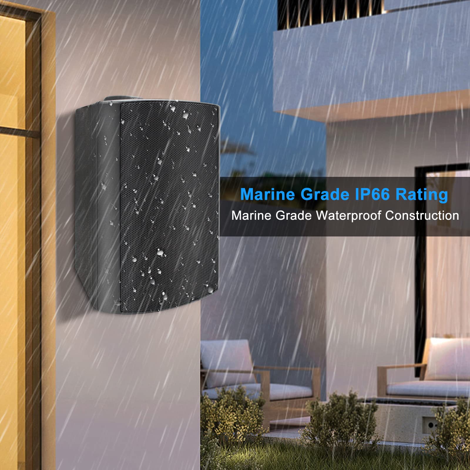 Herdio Bocinas para Exterior,6.5 Pulgadas 800W Altavoces para Exteriores, Resistente al Agua, Adecuado para el hogar, Patio, Terraza,Patio Trasero(4 Altavoces,Negros)