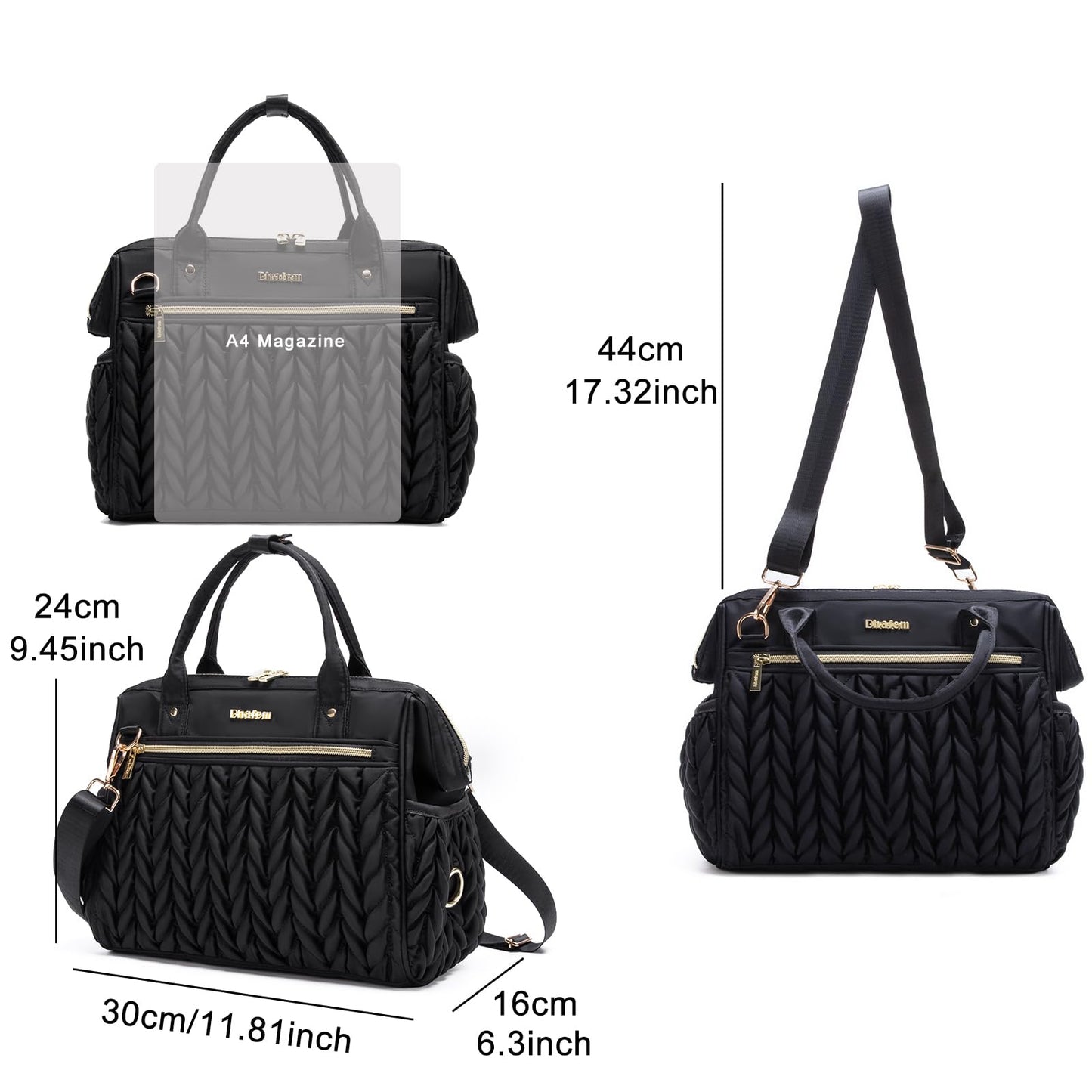 Bhafem - Pequeña bolsa de pañales, bolso de viaje para bebé, convertible en mochila, bolso cruzado, negro