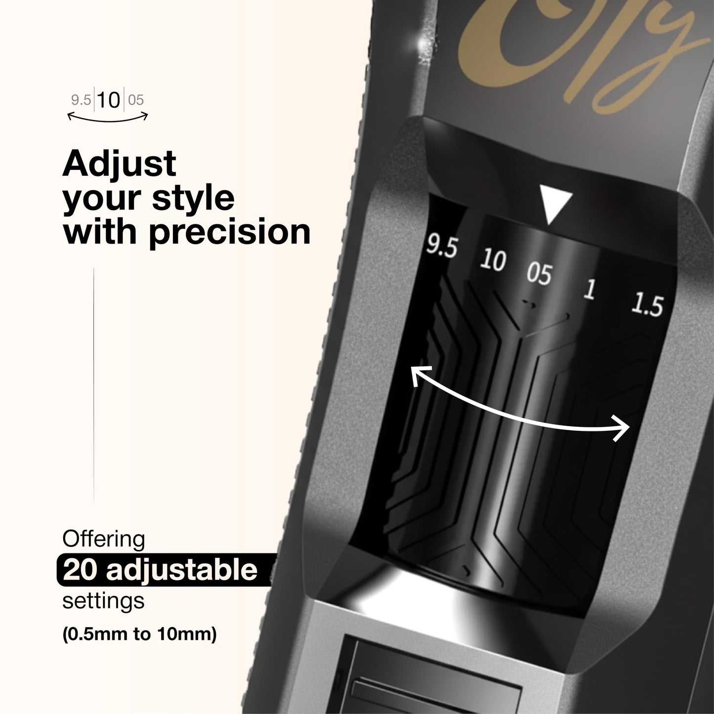 Oty - Cortadora de barba para hombre ajustable, cortapelos inalámbricas impermeables con esfera de 20 longitudes, cuchillas de acero inoxidable, pantalla LED y cerradura de viaje, kit de aseo