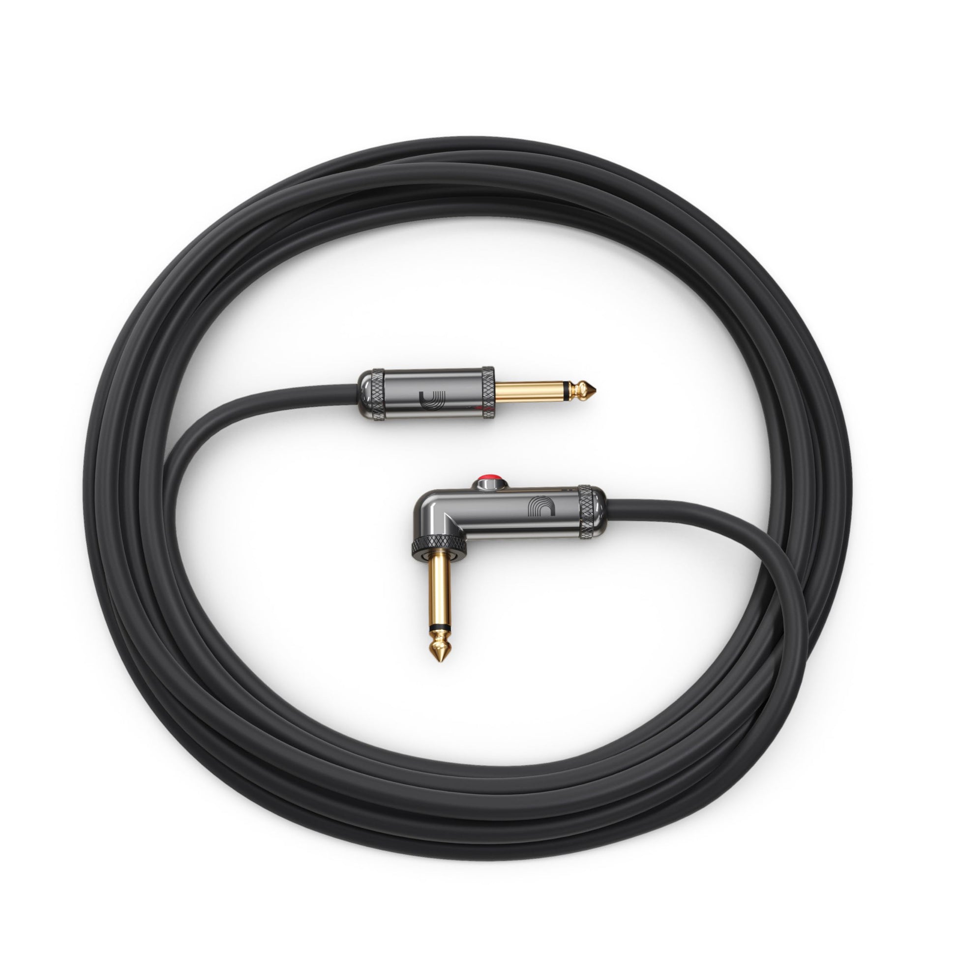 D'Addario Guitar Cable - Guitar Lead - Circuit Breaker Cable - Latching Cut-Off Switch to Mute When Changing Instrument - 20 Feet/7.62 Meters - Straight Ends/Right Angle - 1 Pack