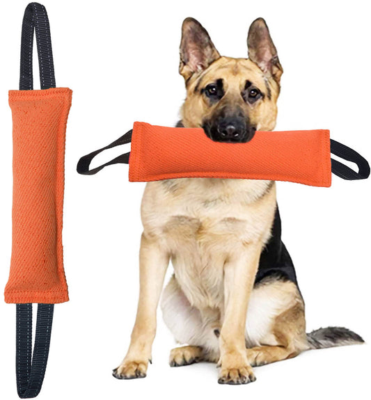Clysrou Juguete para perros de juguete, almohada resistente de yute – duradero, equipo de entrenamiento – Juguete interactivo para cachorros a perros grandes. (Naranja)..