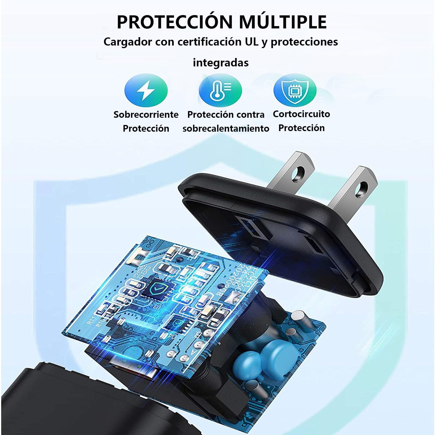 Cargador 45w Carga Rápida, para Samsung Galaxy S23/S24, PD 2 Puertos, USB C+USB A con 1.8M Cable USB c Carga rapida,Cargador Carga rapida