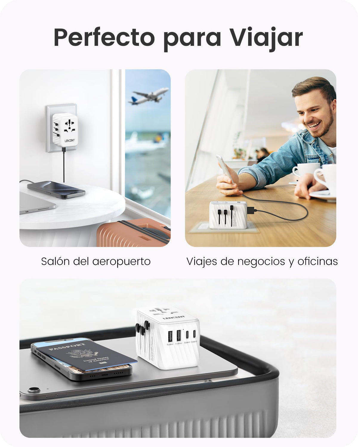 Adaptador Universal de Viaje LENCENT 65 W Europeo