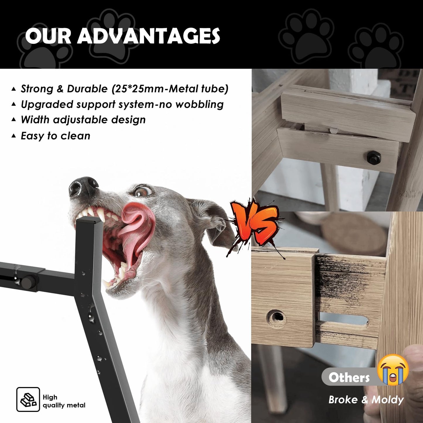 Tazón Elevado para Perros Grandes con Soporte Ajustable de 7 a 10.6 Pulgadas de Alto 11 Pulgadas