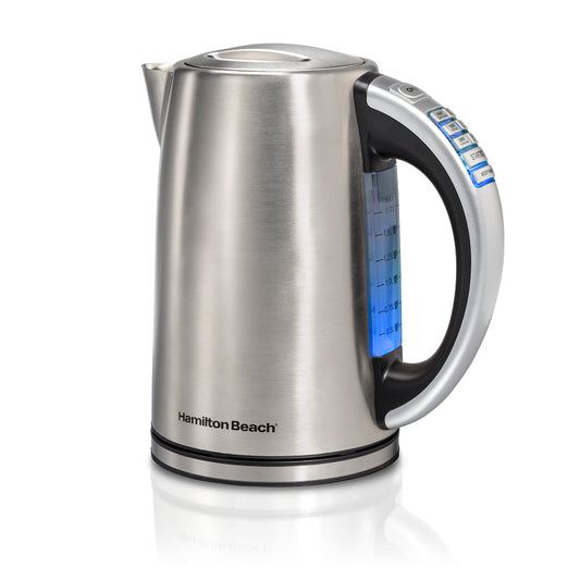 Hamilton Beach Tetera Eléctrica de Temperatura Variable, Capacidad para 1.7 L, Acero Inoxidable (41020R)