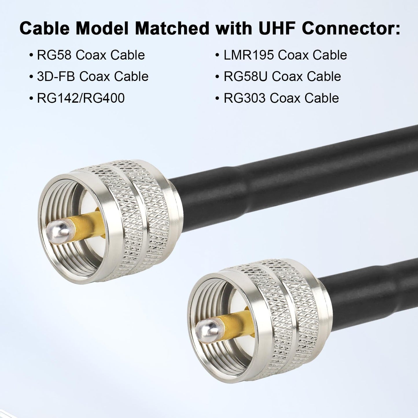 RG58 PL259 Conector 5PCS - UHF macho RF coaxial PL259 Conectores coaxiales para RG58, RG142, RG400, LMR195, RG58U, RG303, 50 Ohm, baja pérdida, baja VSWR