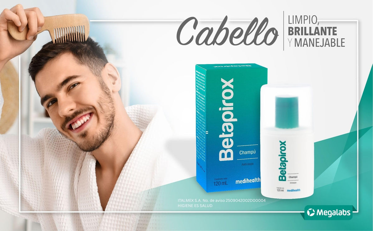 Betapirox Shampoo Dermatológico Anticaspa | Ideal para Cuero Cabelludo Graso o con Tendencia a la Descamación | Para Hombre y Mujer | 120 ml