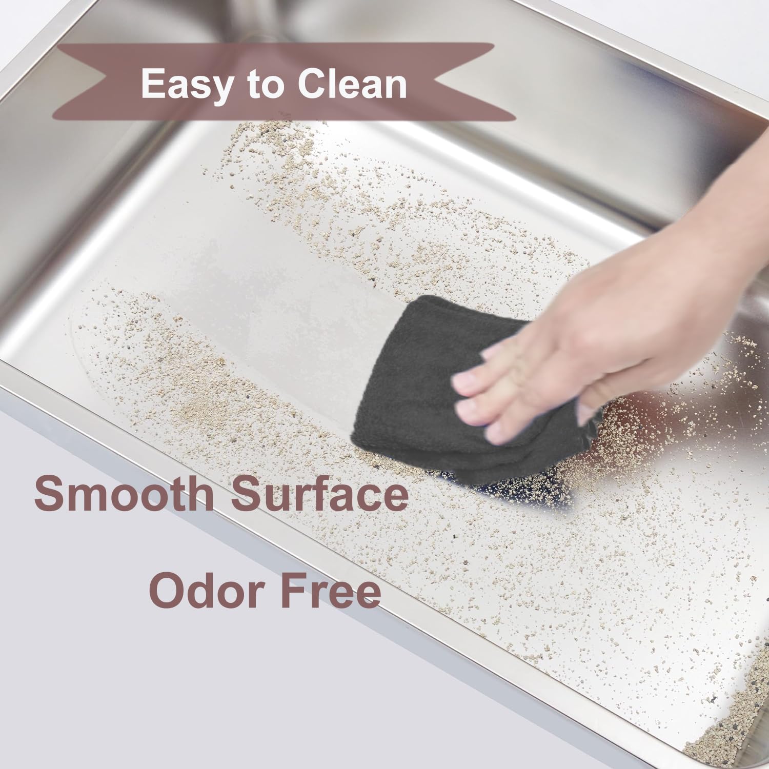 Caja de Arena para Gatos VehiGo Metal Extragrande Acero Inoxidable Resistente Superficie Lisa Fácil de Limpiar