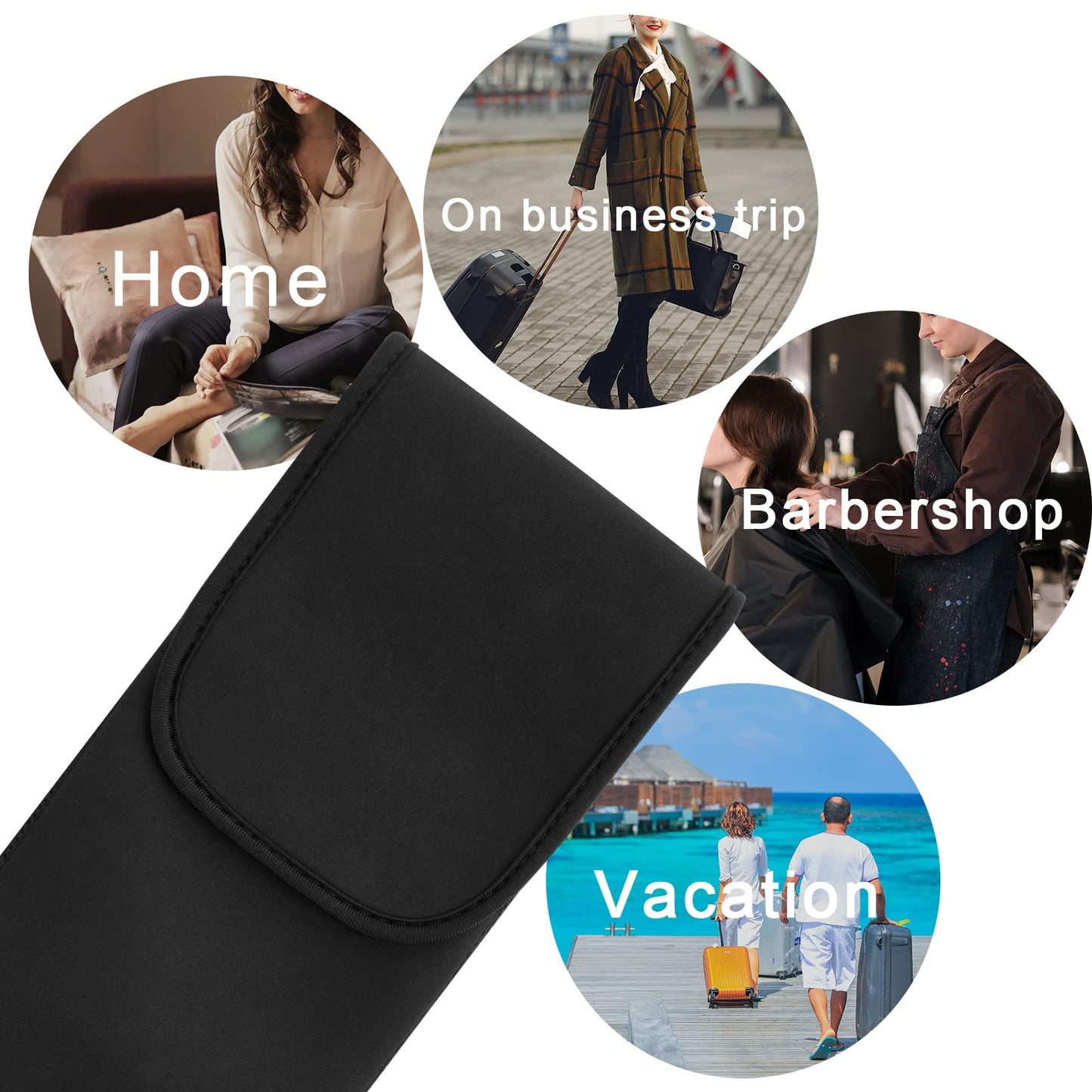 Homakover - Funda de neopreno resistente al calor, funda de rizador universal, funda para rizador de hierro, bolsa de viaje para viajes, gimnasio o hogar, 15 x 5 pulgadas, Negro, Viajes