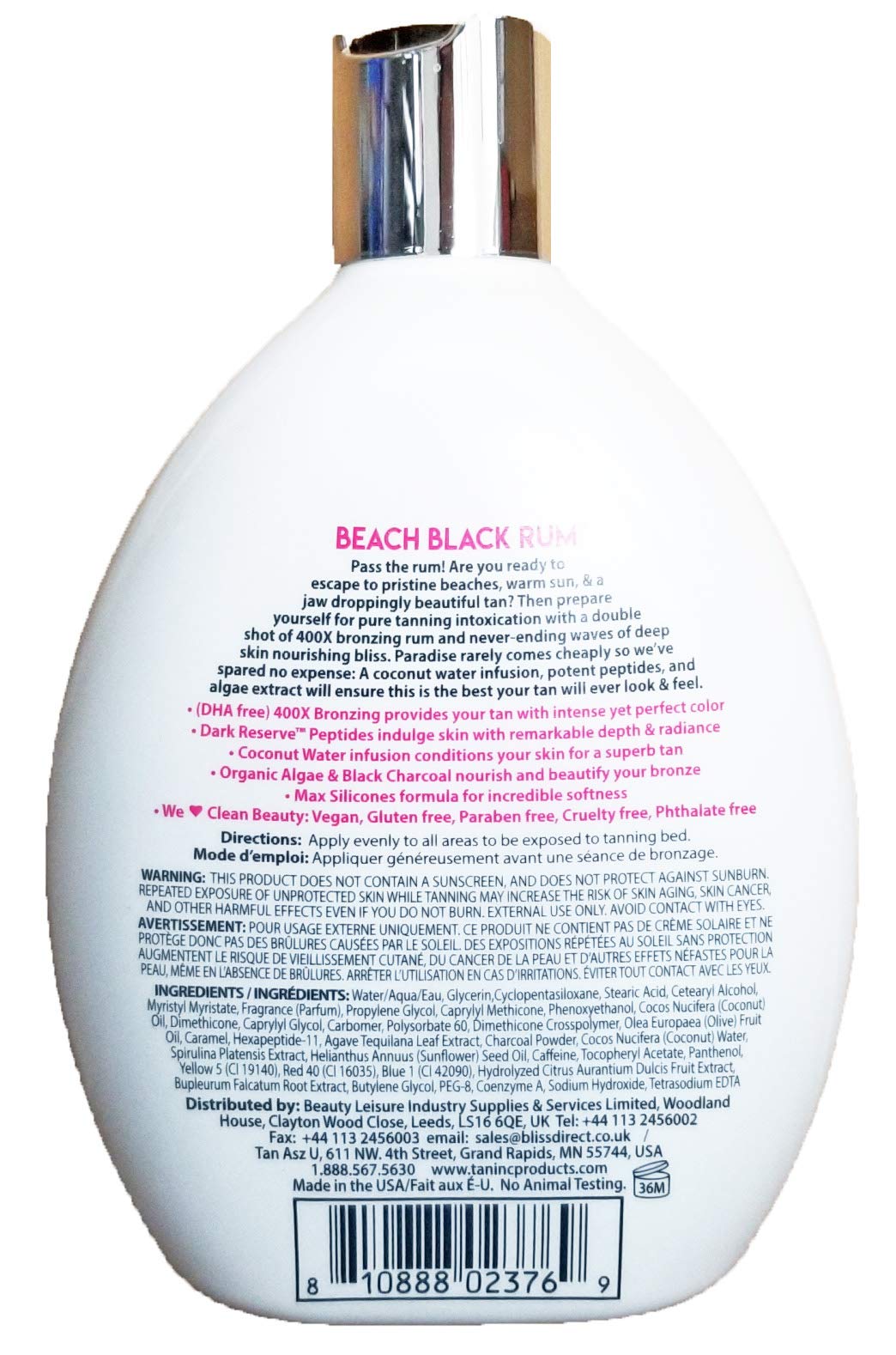 Loción Bronceadora Tan Asz U Black Rum 400X 400ml