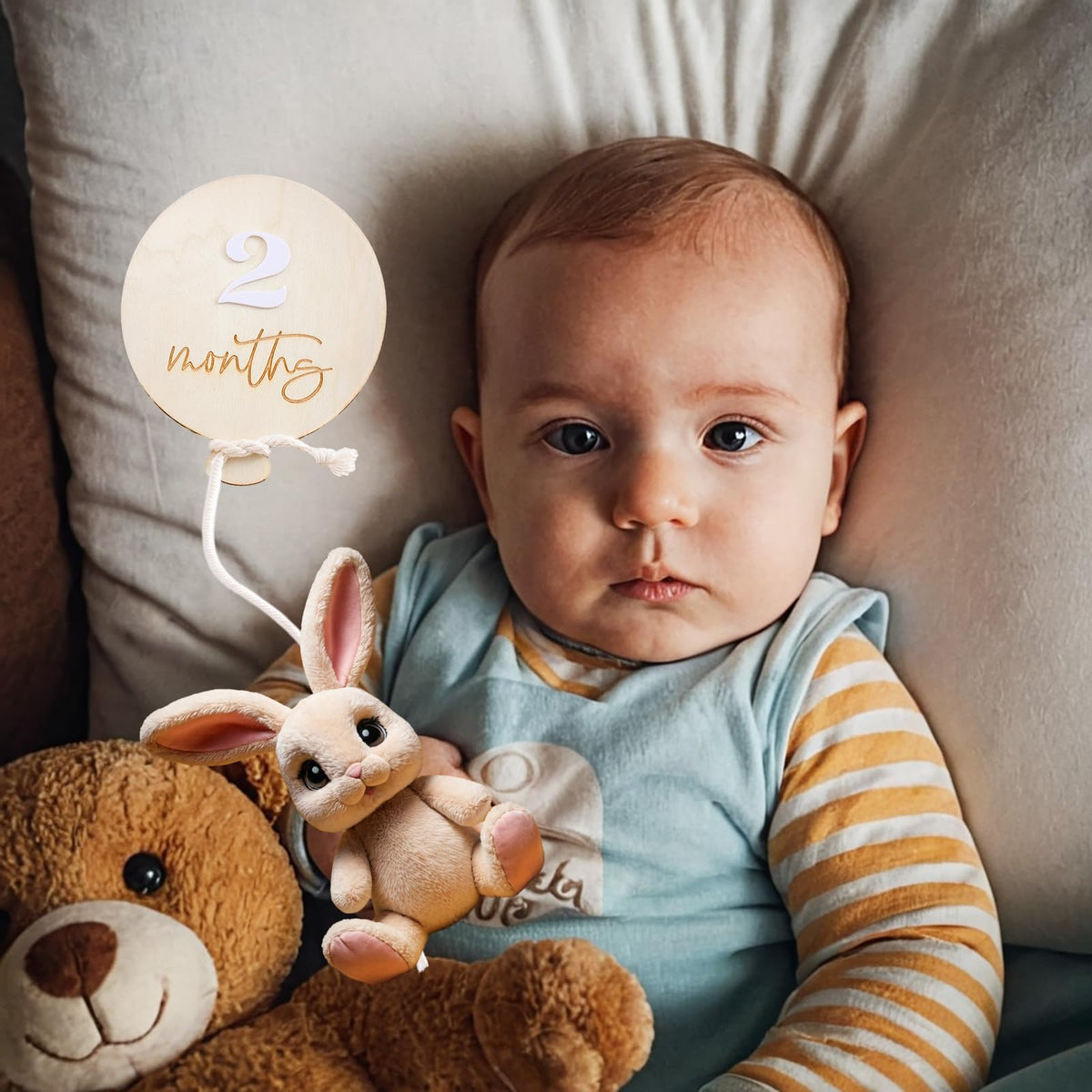 Tarjetas de Hito de Madera para Bebé, Marcadores de Primer Año y Accesorios de Fotografía de Baby Shower
