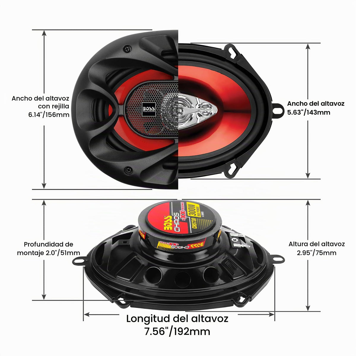 Altavoz Coaxial para Auto Boss Audio Chaos Exxtreme 300 Watt 3 Way 5" x 7"