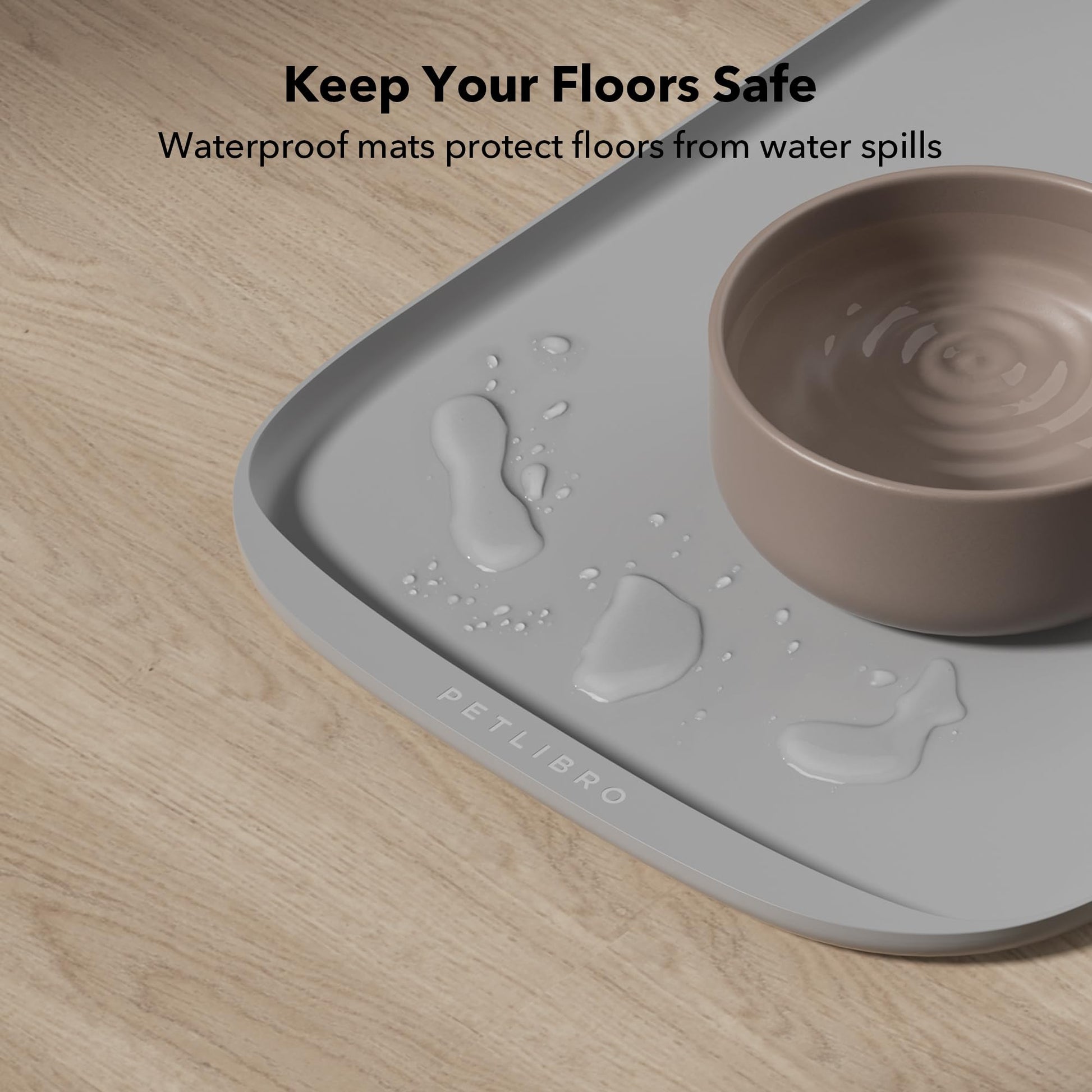 Tapete de Silicona PETLIBRO Gris para Alimentos y Agua con Borde Elevado para Mascotas