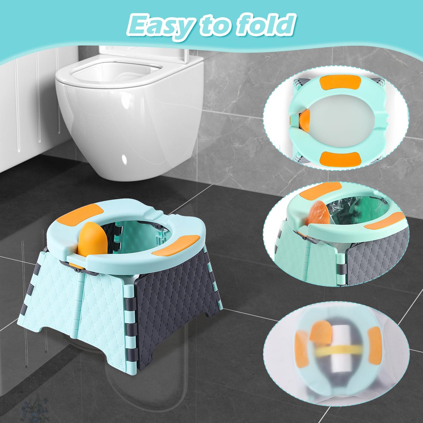 Yszawmx - Orinal portátil para viajes de niños, silla de entrenamiento para ir al baño con bolsa de viaje, inodoro de entrenamiento para bebés al aire última intervensión e interior, fácil de limpiar