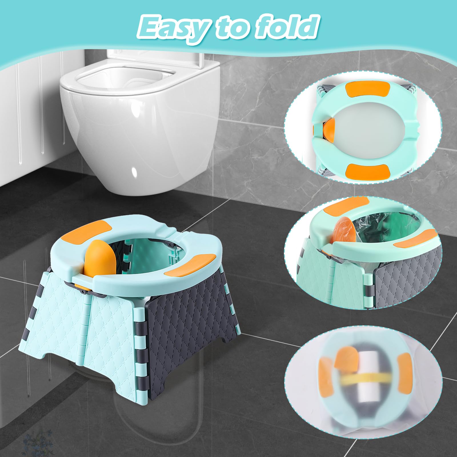Yszawmx - Orinal portátil para viajes de niños, silla de entrenamiento para ir al baño con bolsa de viaje, inodoro de entrenamiento para bebés al aire última intervensión e interior, fácil de limpiar