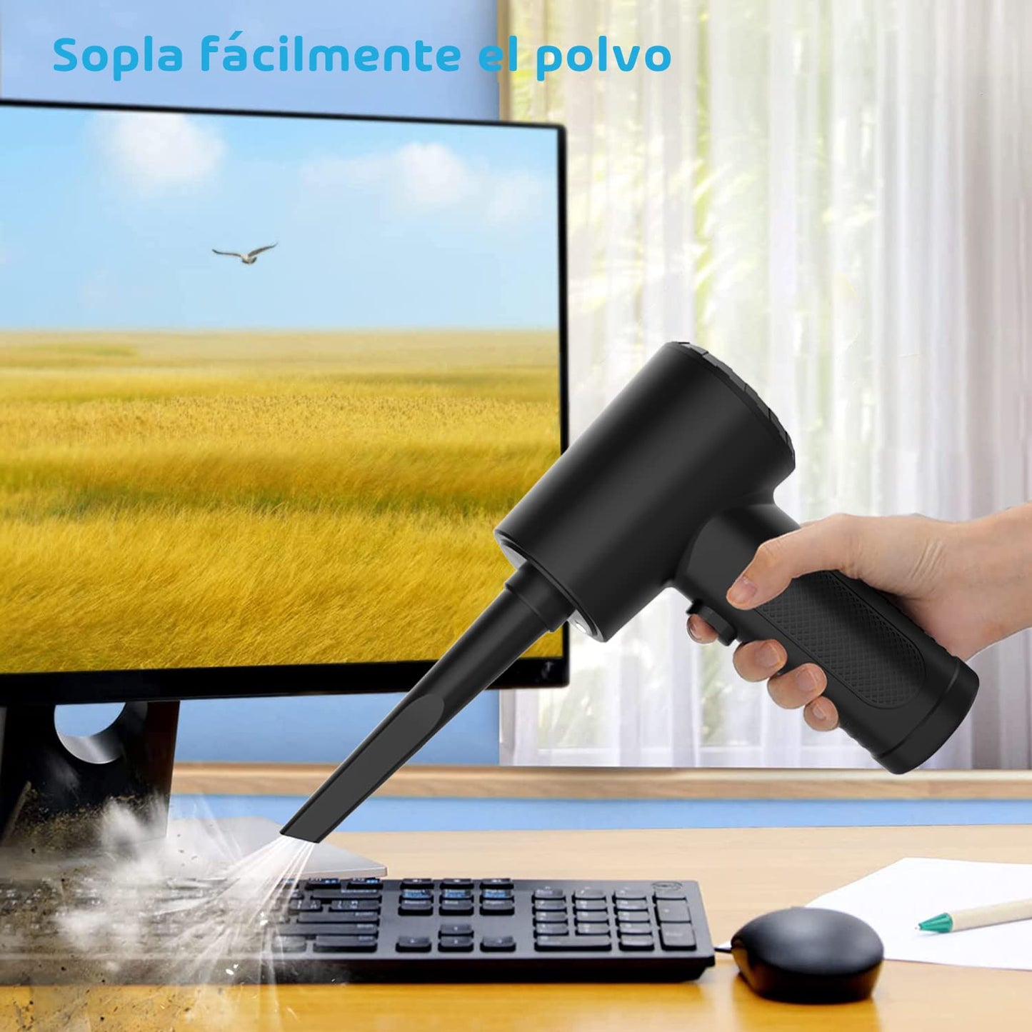 Soplador de Aire Eléctrico MESVIER Recargable 6000mAh con LED para PC y Muebles