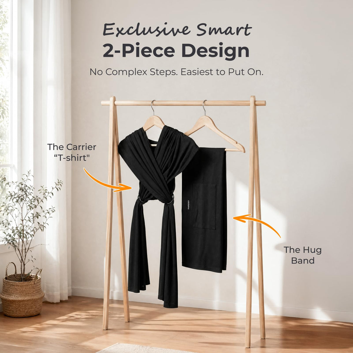 Momcozy Fular Portabebé, Fulares Infantiles Fáciles de Usar, Fular Ligero y Manos Libres, Portabebés Ajustables para Recién Nacidos hasta Niños Pequeños de 3.5-15kg, Negro