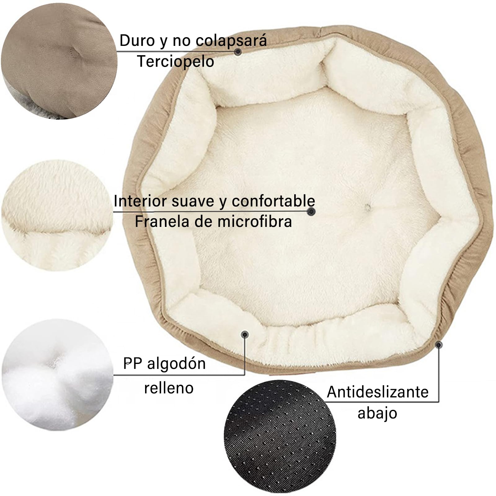 Cama OPUEW Caqui Antideslizante Terciopelo Comodidad para Perros y Gatos Pequeños