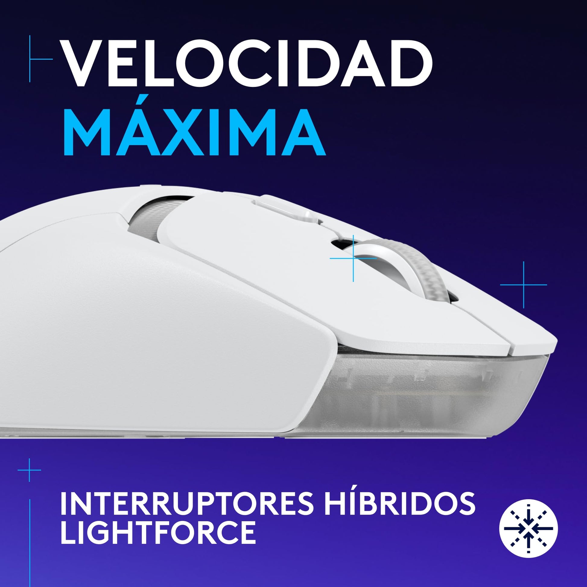 Logitech G309 Mouse inalámbrico Lightspeed para Juegos, Ligero, interruptores híbridos LIGHTFORCE, Sensor Hero 25K, 300+ Horas con una batería AA, 6 Botones programables, PC y Mac - Blanco