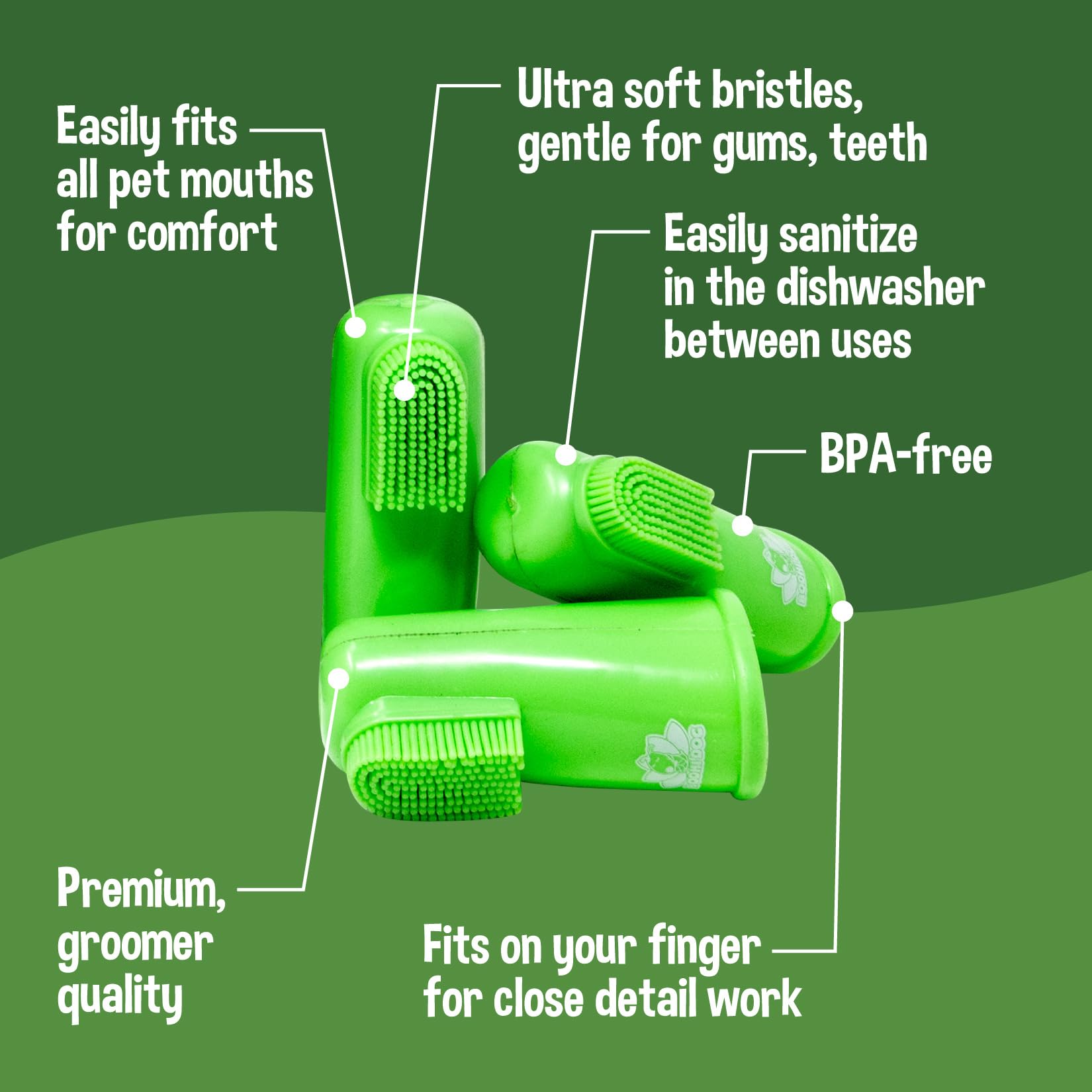Cepillos de dientes desechables suaves Bodhi Dog para perros y gatos, cepillo dental suave de silicona, cuidado dental y bucal, 50 unidades