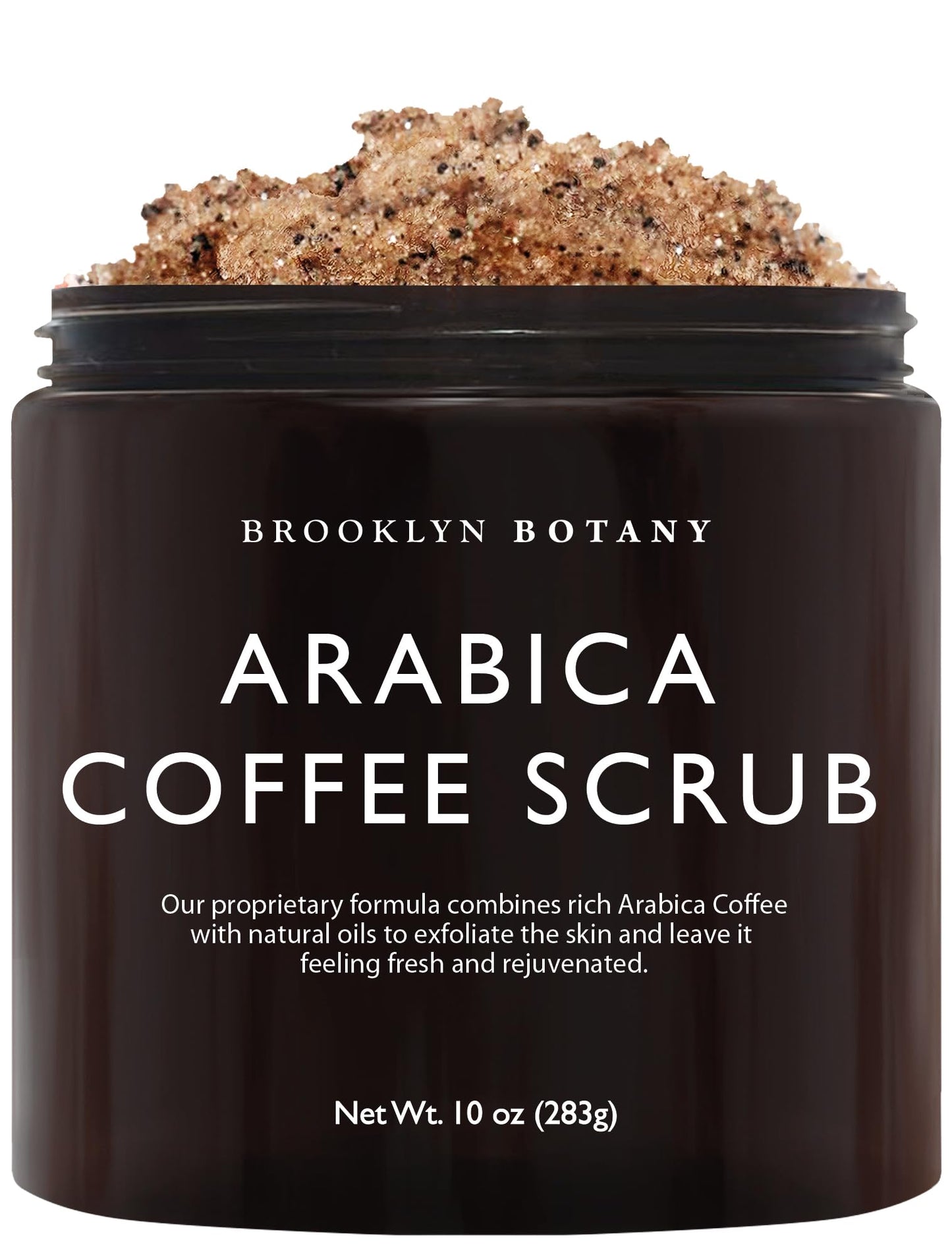 Brooklyn Botany - Arabica Coffee Scrub -100% Natural - with Coconut and Shea Butter - Best Anti Cellulite and Stretch Mark Treatment, Spider Vein Therapy for Varicose Veins & Eczema - 10 oz