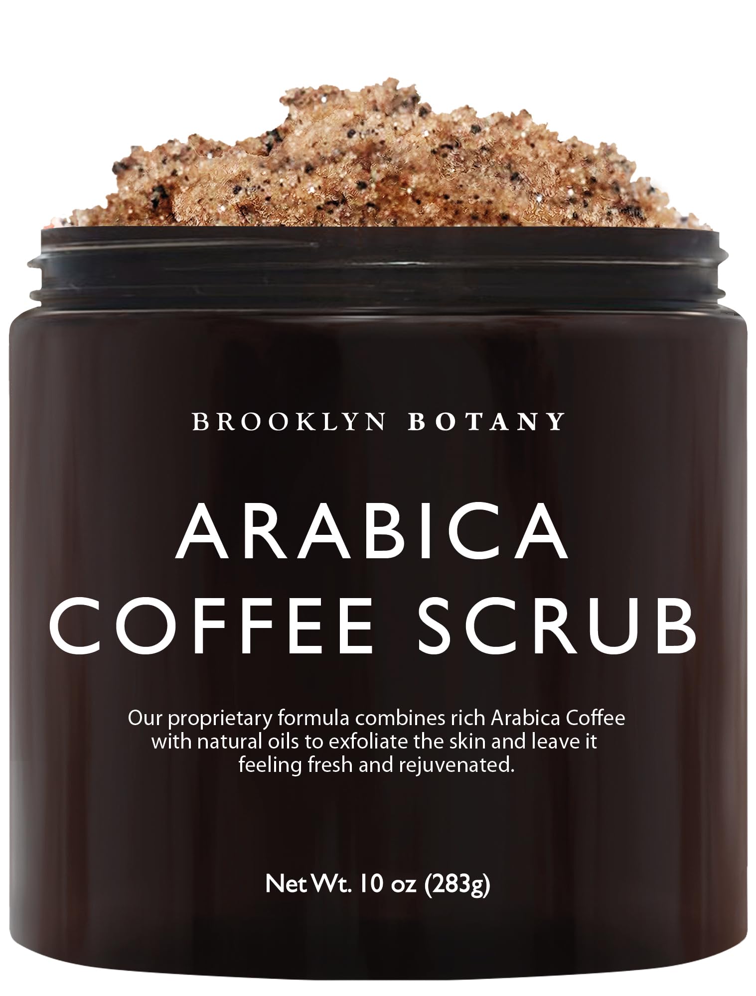 Brooklyn Botany - Arabica Coffee Scrub -100% Natural - with Coconut and Shea Butter - Best Anti Cellulite and Stretch Mark Treatment, Spider Vein Therapy for Varicose Veins & Eczema - 10 oz