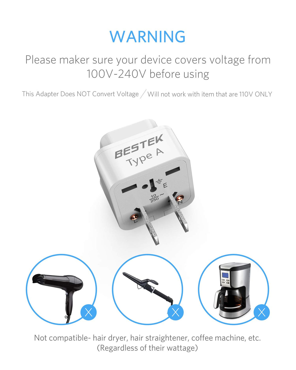Adaptador Universal de Viaje Bestek USA Japan Tipo 4