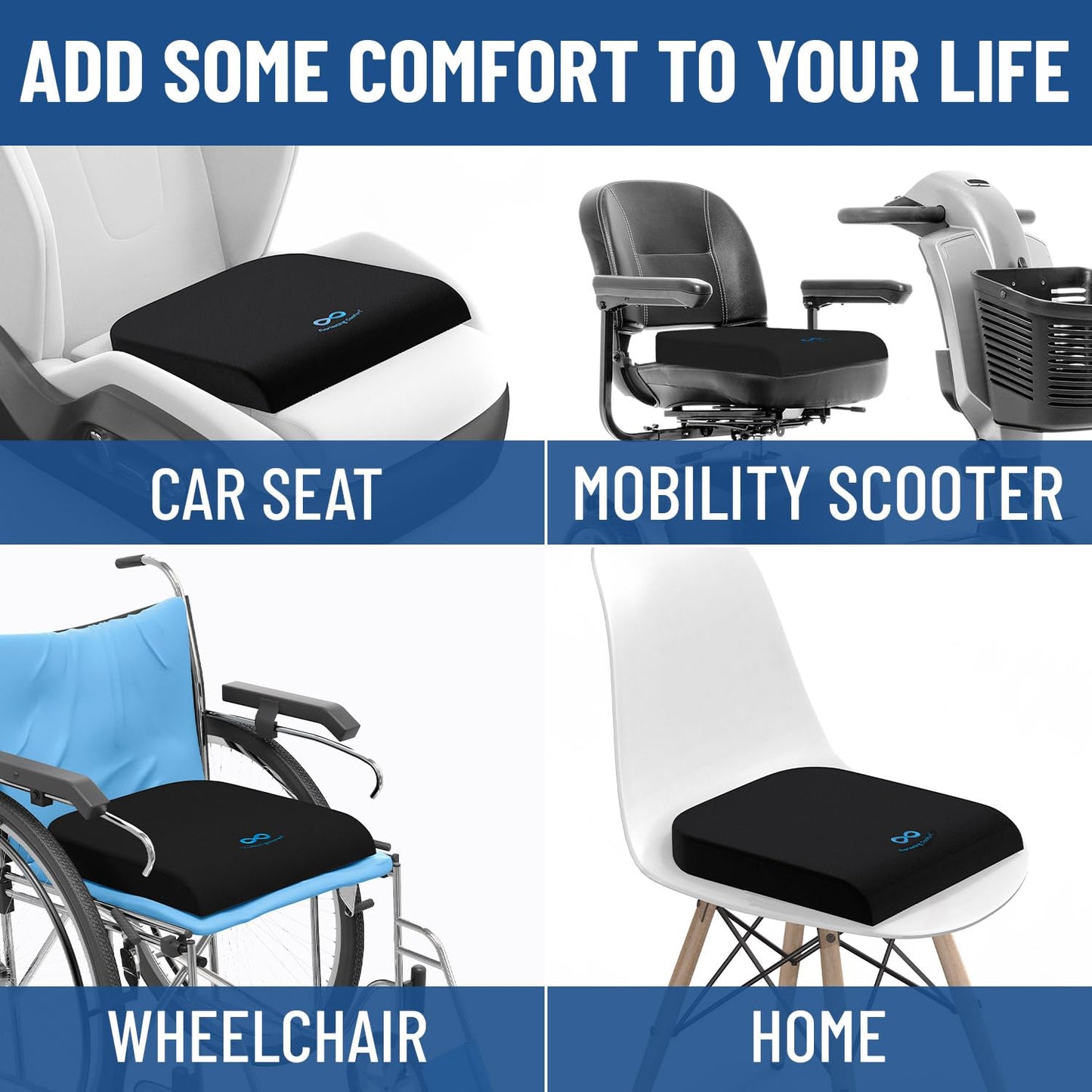 Cojín de Asiento de Espuma Viscoelástica Everlasting Comfort Gel Infundido y Ventilado para Silla de Ruedas