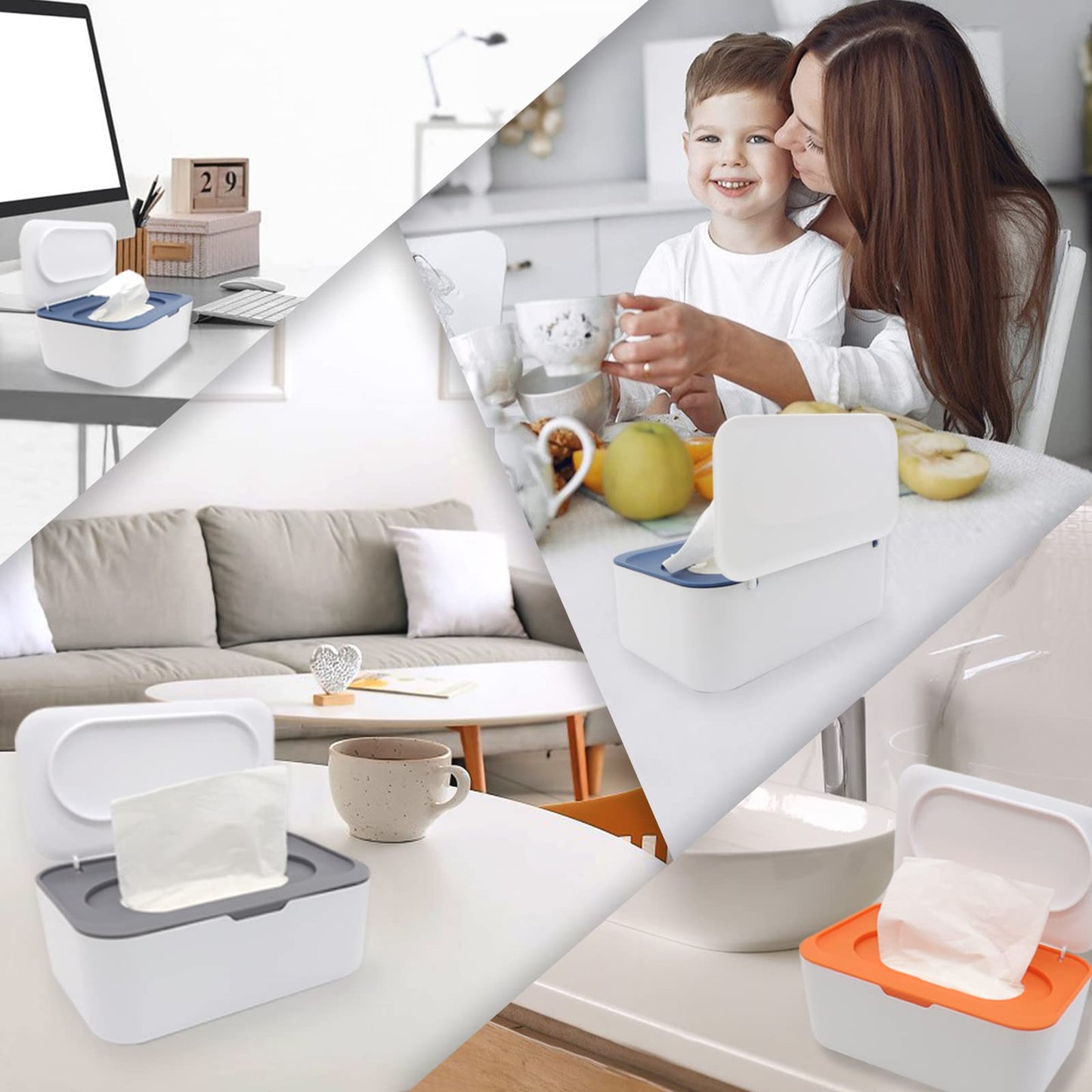 Dispensador de toallitas para bebé, soporte para toallitas de pañales con tapa, contenedor recargable con diseño de sellado, caja de almacenamiento para toallitas desechables para baño, mantiene las toallitas frescas, fácil de abrir y cerrar