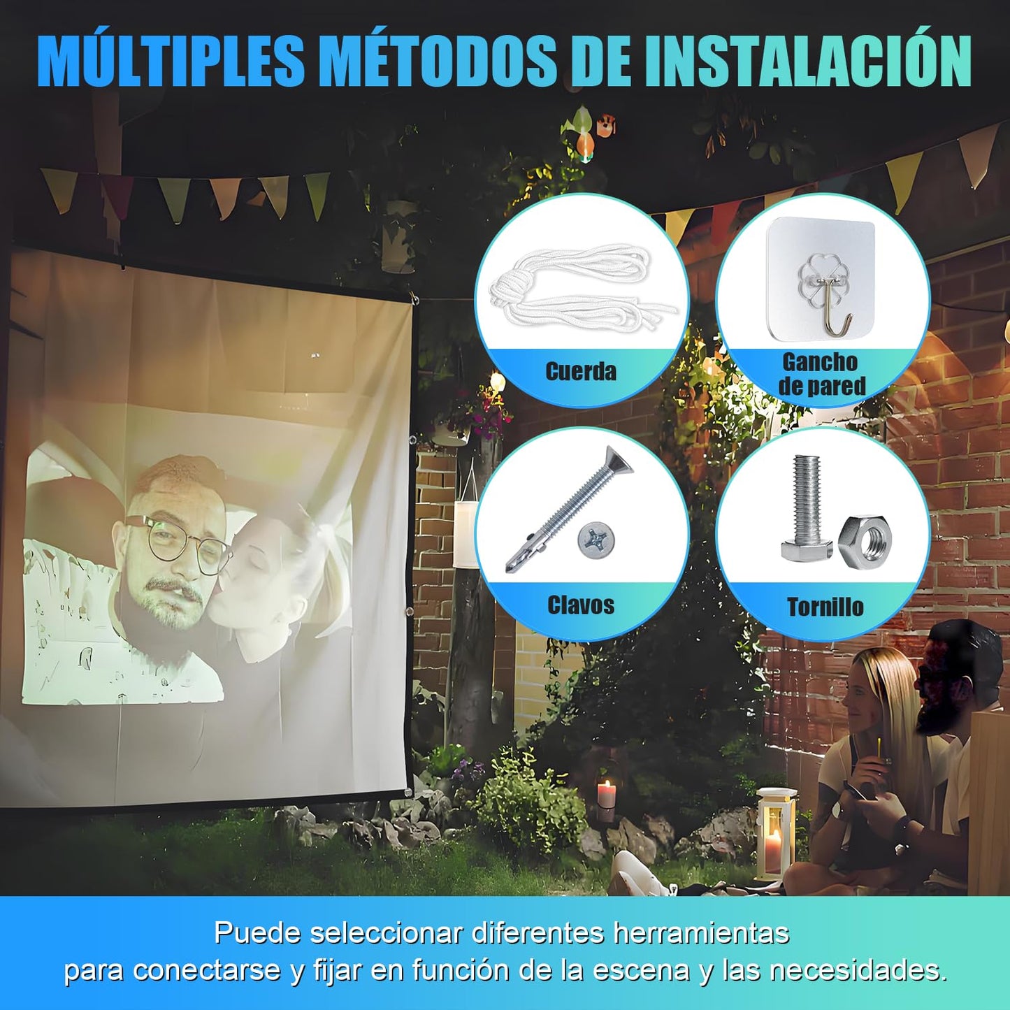 Kesntto 150 Pulgadas Visualización de Proyección, Visualización de Proyección al Aire última Intervensión, Visualización de Proyector Lavable, 16:9, Plegable, Portátil, Proyección de Doble Cara