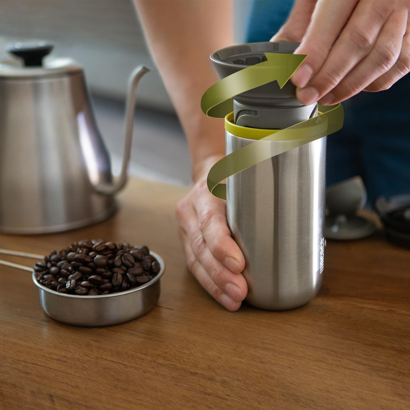 Cafetera WACACO Cuppamoka Acero Inoxidable Portátil de Goteo Manual 10 fl oz con Filtros de Papel