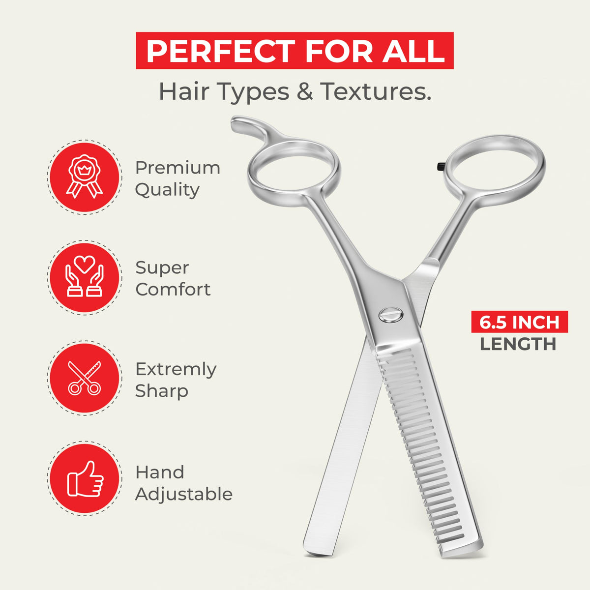Precision Classic - Tijeras de corte y peinado para barba y bigote para hombre de 5 pulgadas con ajuste de tensión y lleva tus necesidades de aseo de barba al siguiente nivel