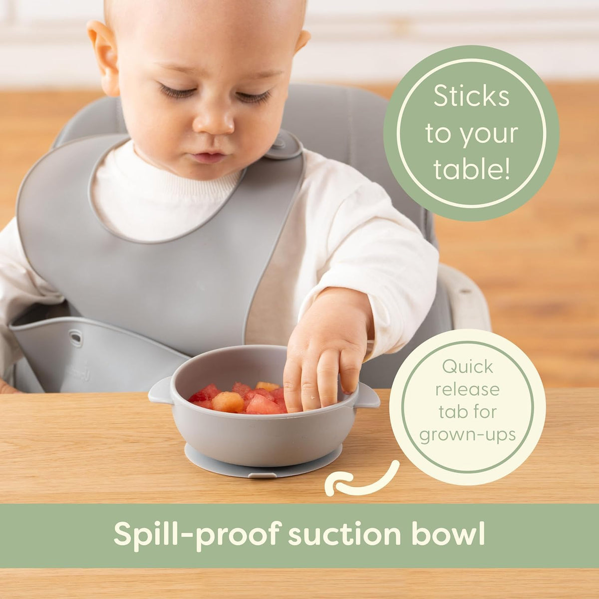 Upward Baby Eating Supplies - 6 meses de edad, utensilios de destete LED para bebés de 6 a 12 meses, cuencos de ventosa, platos de bebé, cucharas y tazas para niños pequeños con 3 baberos de silicona, juego de autoalimentación para bebés