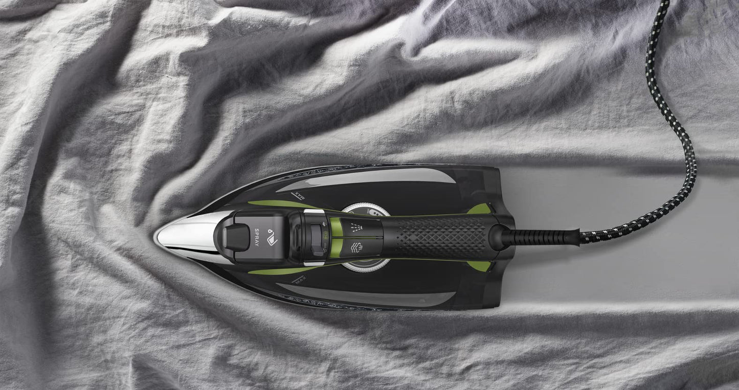 Plancha de Vapor Rowenta Negro Verde Eco Intelligence 2500 W Distribución Óptima