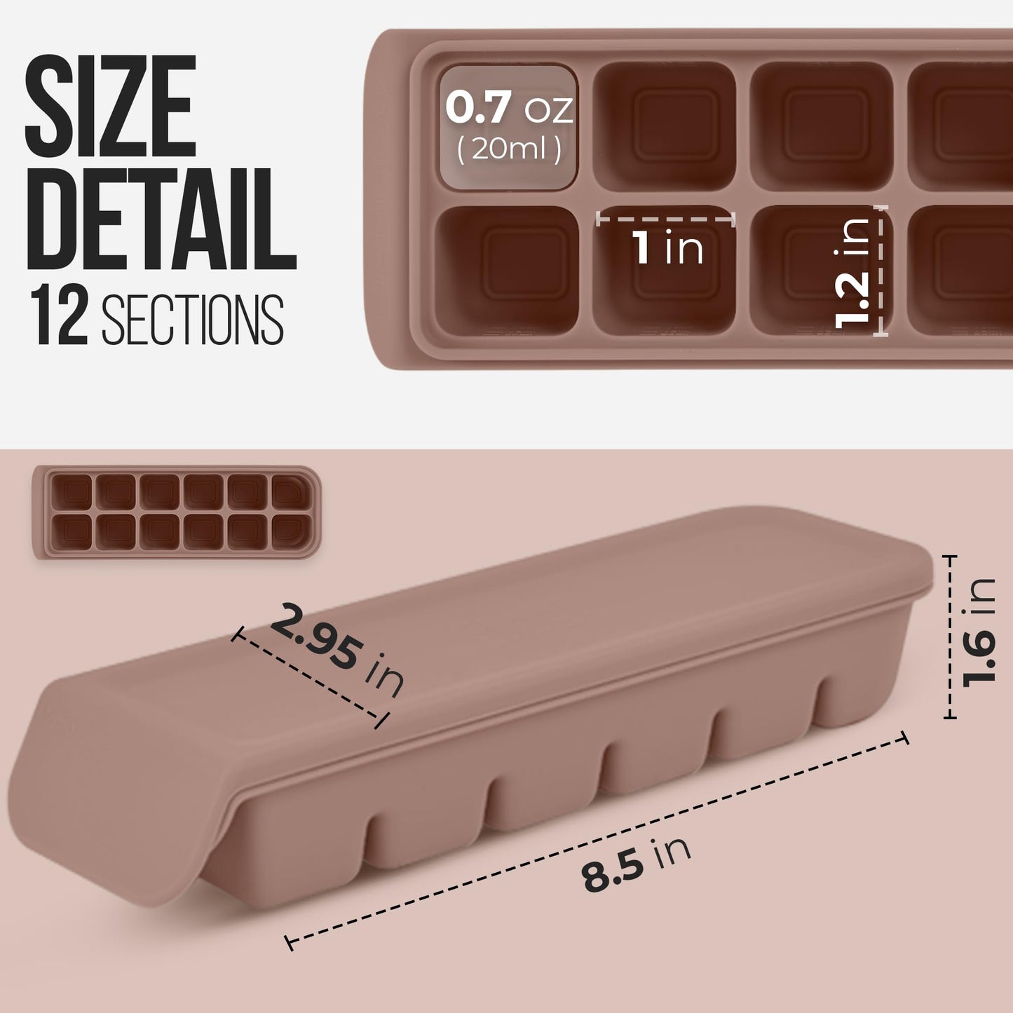 Firgi - Bandeja de silicona para congelador con tapa, 100 % silicona platino de grado alimenticio, resistente a fugas y apta para lavaplatos para preparación de alimentos para bebés, leche materna