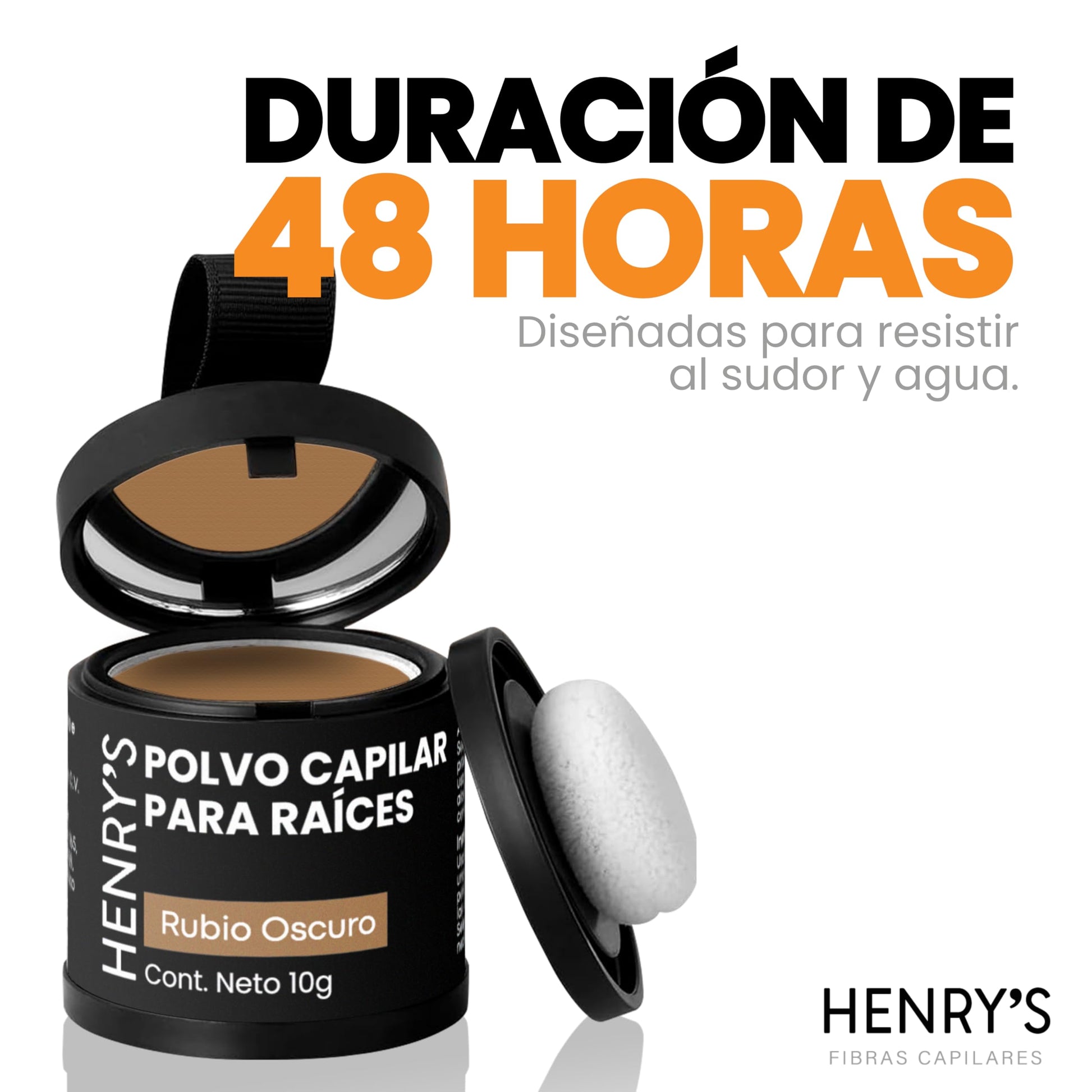 Henrys Polvo para Retocar Raíces Rubio Oscuro, Rellena Zonas Escasas, Define la Línea del Cabello y Cubre el Crecimiento de Raíces al Instante y en Cualquier Momento, Fibras Capilares Hairline Powder. Calvicie, Caida de Cabello o falta de Volumen para Muj