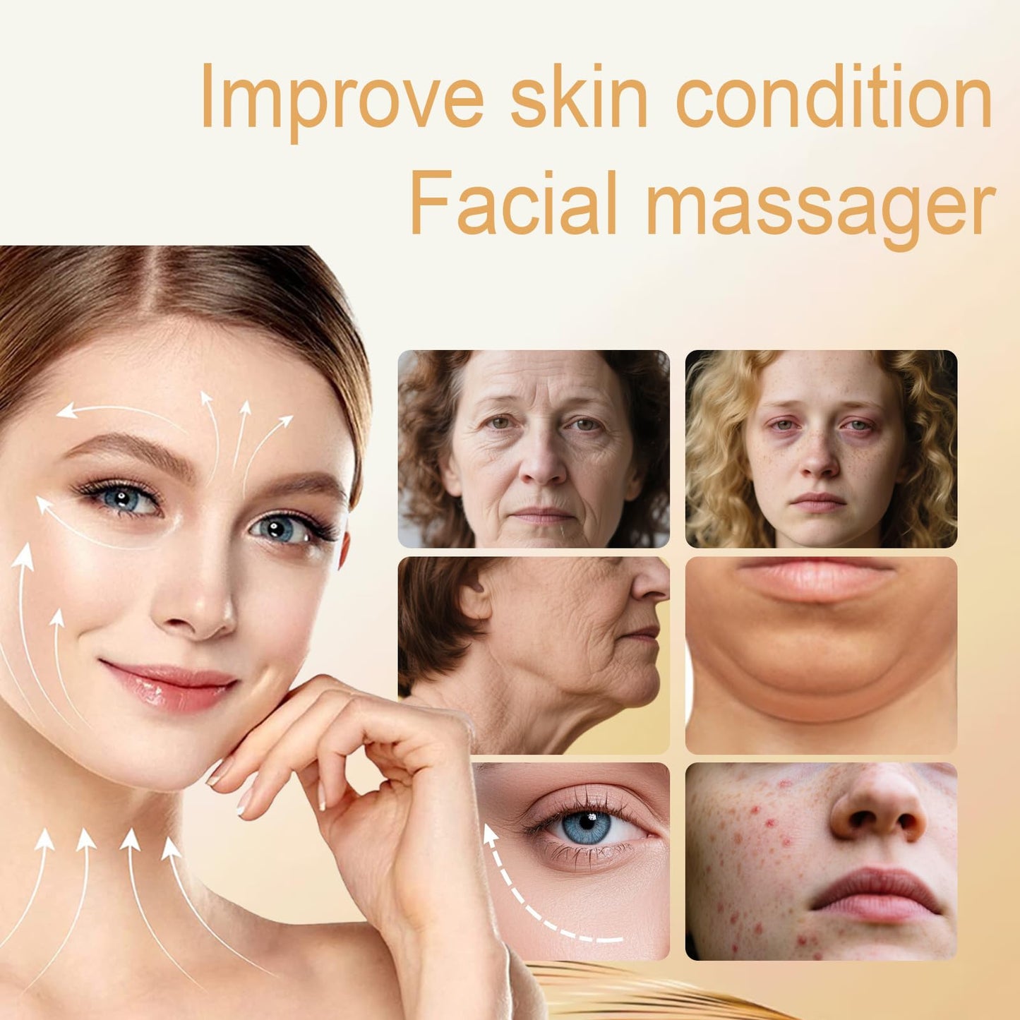 Smbrige Herramienta de masaje facial con 4 modos de color y terapia de luz roja para el cuidado de la piel del rostro y el cuello en casa, herramientas faciales Gua Sha, color blanco.